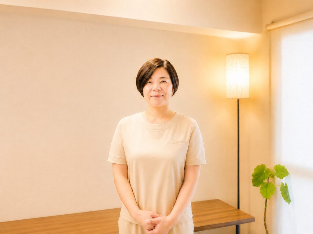 久留米市の乳がん術後ケアサロンで施術をしている理学療法士